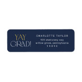 Moderne fete | Navy Gold Yay Afstudeerder Afstuder Etiket (Voorkant)