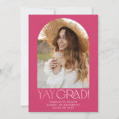 Moderne fete | Roze Yay Afstudeerder foto boog Afs Aankondiging (Voorkant)