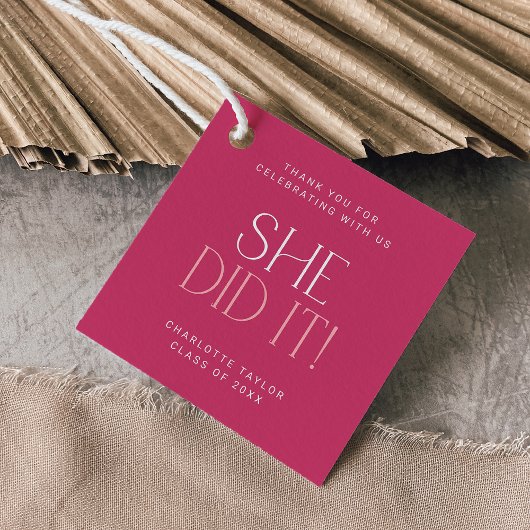 Moderne fete | Roze Ze deed het Dank je Afstuderen Bedankjes Labels