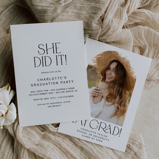 Moderne fete ze deed het foto boog afstudeerfeest kaart