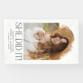 Moderne fete ze deed het foto boog Afstuderen Spandoek (Horizontaal)