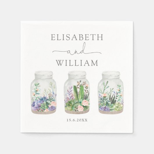 Moderne Fiesta Succulent Terrarium Wedding Favorie Servet (Voorkant)