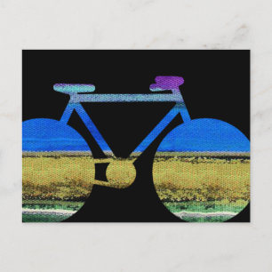 moderne fiets- en kleurenstrepen briefkaart