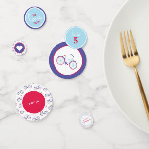 Moderne Fiets in Blauw en Rood Partij Confetti