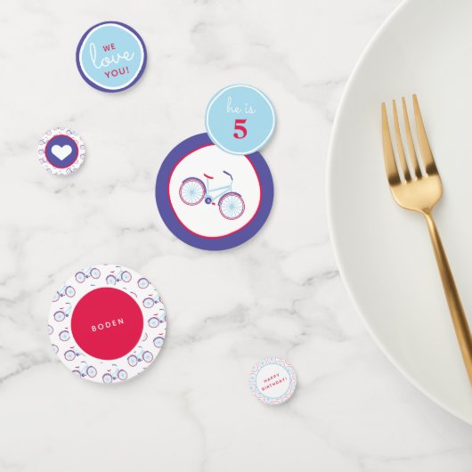 Moderne Fiets in Blauw en Rood Partij Confetti (Groep)