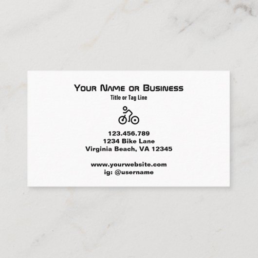 Moderne fietsenlijst met symbool zwart en wit visitekaartje (Achterkant)