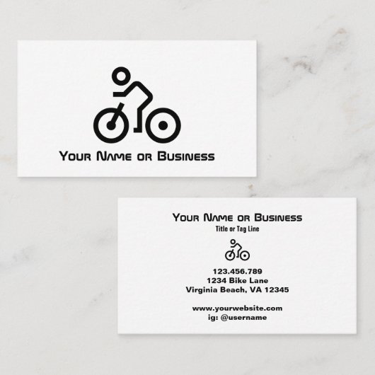 Moderne fietsenlijst met symbool zwart en wit visitekaartje (Voorkant / Achterkant)