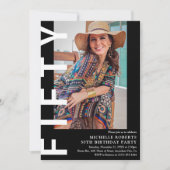 Moderne FIFTY Foto 50e verjaardagsfeest Uitnodigin Kaart (Voorkant)