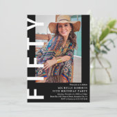Moderne FIFTY Foto 50e verjaardagsfeest Uitnodigin Kaart (Staand voorkant)