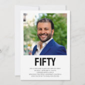 Moderne FIFTY Foto 50th Birthday Party Kaart (Voorkant)