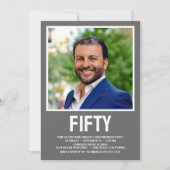 Moderne FIFTY Foto 50th Birthday Party Kaart (Voorkant)