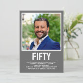 Moderne FIFTY Foto 50th Birthday Party Kaart (Staand voorkant)