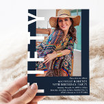 Moderne FIFTY Foto 50th Birthday Party Kaart<br><div class="desc">Markeer de grote Five-O met flair! Onze moderne 50e verjaardag uitnodiging is ontworpen om zo trendy als je bent. Met een strakke marineblauwe achtergrond die u gemakkelijk kunt wijzigen in elke gewenste kleur en een gewaagde witte 'FIFTY'-tekst, is dit de perfecte manier om de toon te zetten voor een onvergetelijk...</div>