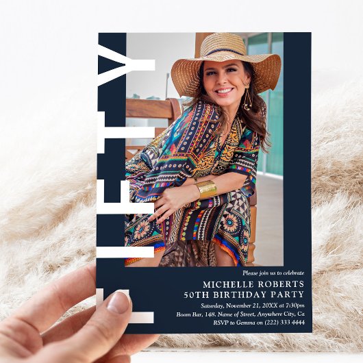 Moderne FIFTY Foto 50th Birthday Party Kaart