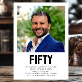 Moderne FIFTY Foto 50th Birthday Party Kaart