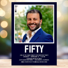 Moderne FIFTY Foto 50th Birthday Party Kaart