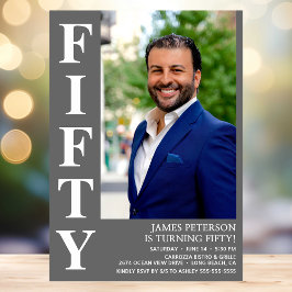 Moderne FIFTY Foto 50th Birthday Party Kaart