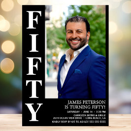 Moderne FIFTY Foto 50th Birthday Party Kaart
