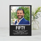 Moderne FIFTY Foto 50th Birthday Party Kaart (Staand voorkant)