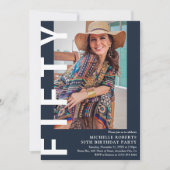 Moderne FIFTY Foto 50th Birthday Party Kaart (Voorkant)