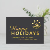 Moderne fijne feestdagen met logo bedrijf goud (Staand Voorkant)