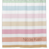 moderne fijne pastelkleuren aangepast monogram douchegordijn (Voorkant)