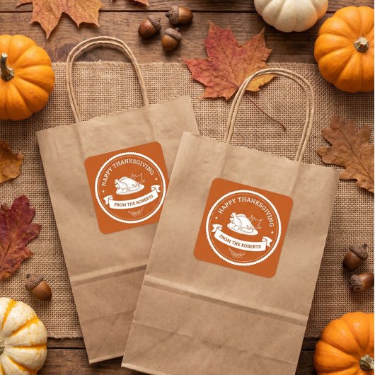 Moderne fijne Thanksgiving oranje Vierkante Sticker