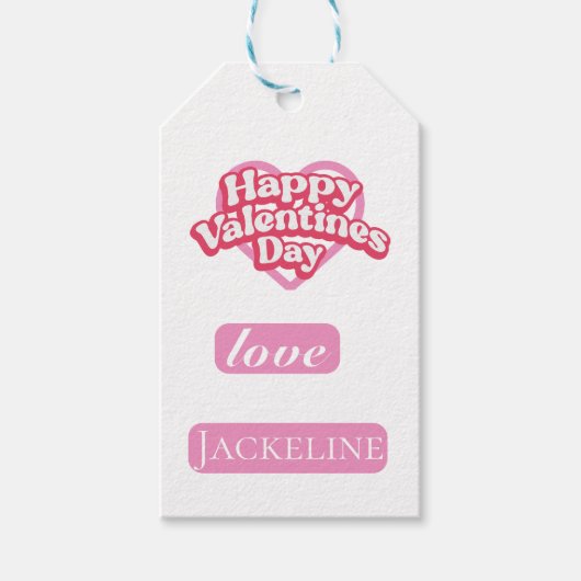 Moderne Fijne Valentijnsdag rode hart liefde Cadeaulabel (Voorkant)