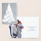 Moderne filigraan kerstboom zilverfolie Kaart (Display)