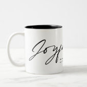 Moderne filmstrip 5 Foto Joyful Kerstgreen Tweekleurige Koffiemok (Links)