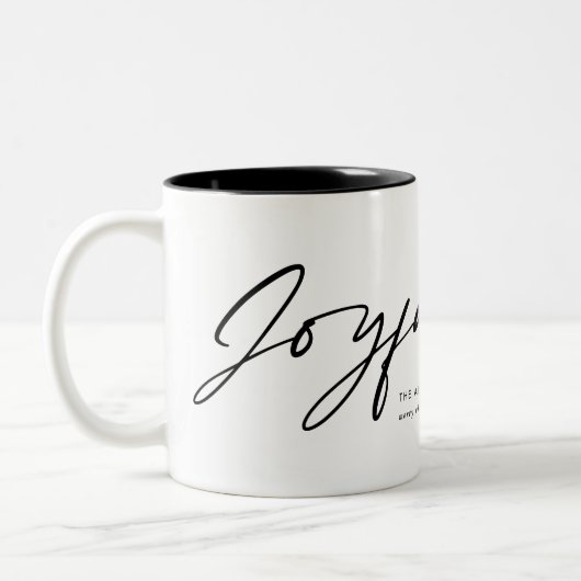 Moderne filmstrip 5 Foto Joyful Kerstgreen Tweekleurige Koffiemok (Links)