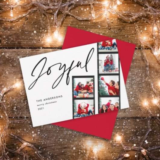 Moderne filmstrip 5 Foto Joyful Kerstred