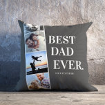 Moderne filmstrip Beste vader ooit foto-inklage Kussen<br><div class="desc">Moderne,  minimalistische typografie die BEST DAD EVER (de moniker die kan worden aangepast) afleest naast een eenvoudig filmstripontwerp van vierkante Instagram-vriendelijke foto's op houtskool grijs.</div>