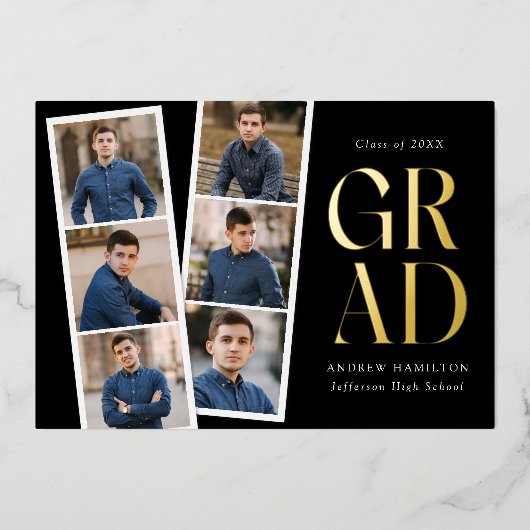 Moderne Filmstrip Black 6 Fotogradatie Partij Folie Uitnodiging (Voorkant)