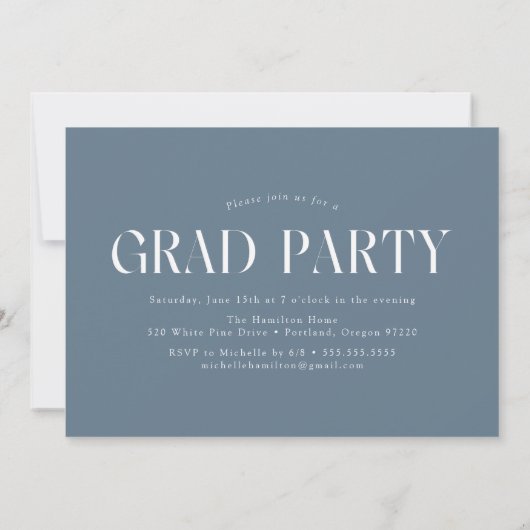 Moderne Filmstrip Blauw 6 Foto Graduation Party Kaart (Achterkant)