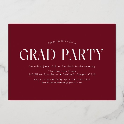 Moderne Filmstrip Bourgondië 6 Foto Graduation Par Folie Uitnodiging (Achterkant)