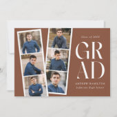 Moderne Filmstrip Brown 6 Foto Afstuderen Aankondiging (Voorkant)