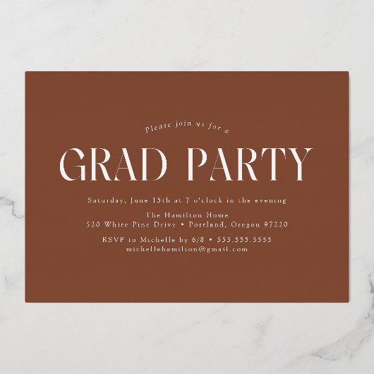 Moderne Filmstrip Brown 6 Fotogradatie Partij Folie Uitnodiging (Achterkant)