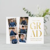 Moderne Filmstrip Gold 6 Foto Afstuderen Folie Uitnodiging (Staand Voorkant)