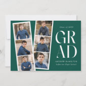 Moderne Filmstrip Groen 6 Foto Afstuderen Aankondiging (Voorkant)