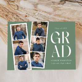 Moderne Filmstrip Groen 6 Foto Afstuderen Aankondiging