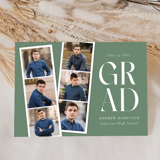 Moderne Filmstrip Groen 6 Foto Afstuderen Aankondiging