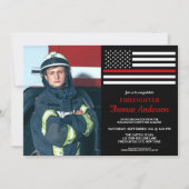 Moderne Firefighter Graduter Party Custom Photo Kaart (Voorkant)