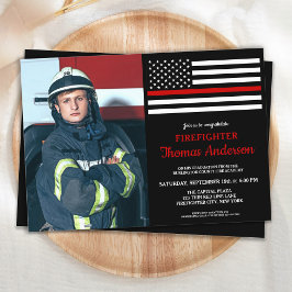 Moderne Firefighter Graduter Party Custom Photo Kaart