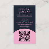 Moderne Fitness Arch Foto QR Code Blush Roze Visitekaartje (Achterkant)