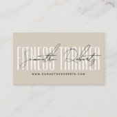 Moderne fitness personal trainer beige visitekaartje (Voorkant)
