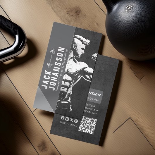 Moderne Fitness Trainer Bodybuilding Gym Instructo Visitekaartje