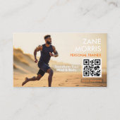 Moderne Fitness Trainer Foto QR-code Visitekaartje (Voorkant)