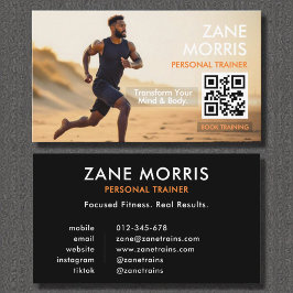 Moderne Fitness Trainer Foto QR-code Visitekaartje
