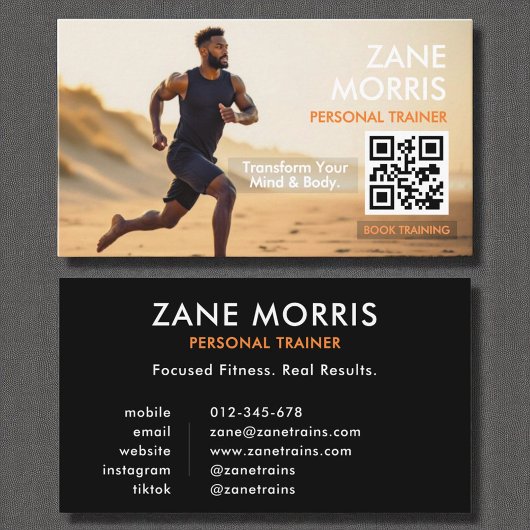 Moderne Fitness Trainer Foto QR-code Visitekaartje